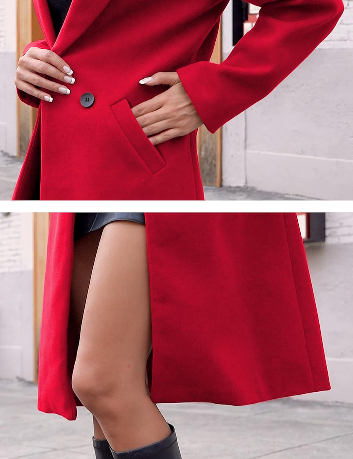 Women's Notch Lapel Longline Coat with Side Pockets