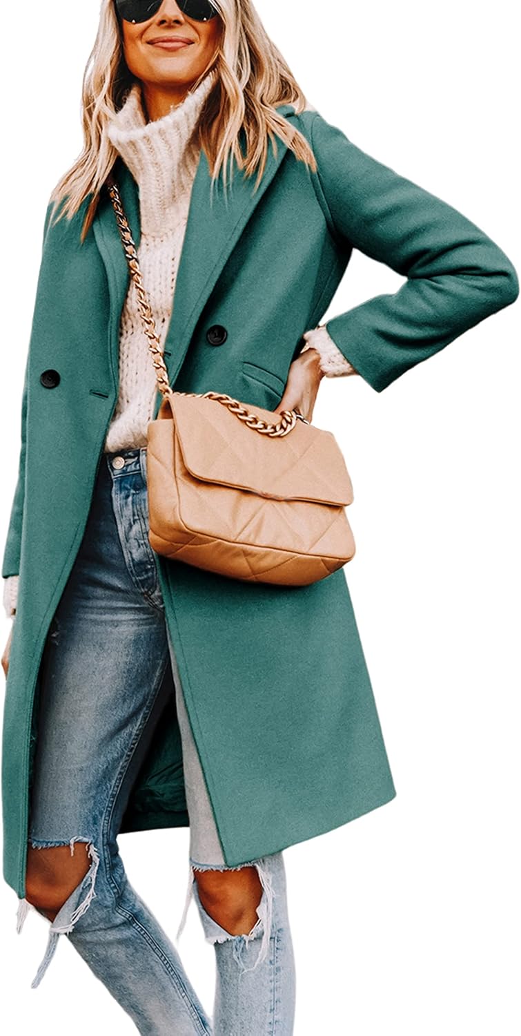 Women's Notch Lapel Longline Coat with Side Pockets
