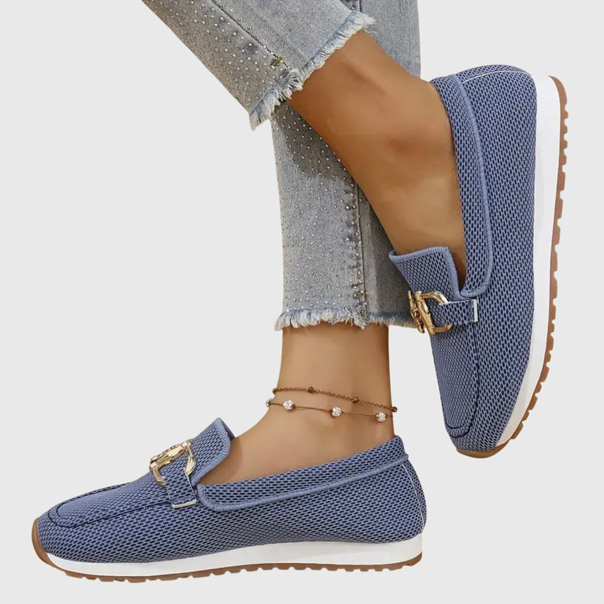 Women's Orthopaedic Loafers with Breathable Design and Gold-Tone Hardware