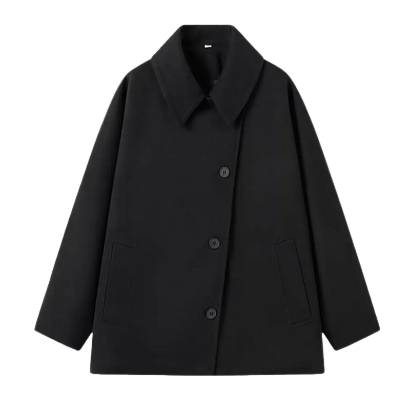 Women's Oversized Button-Front Coat with Collar