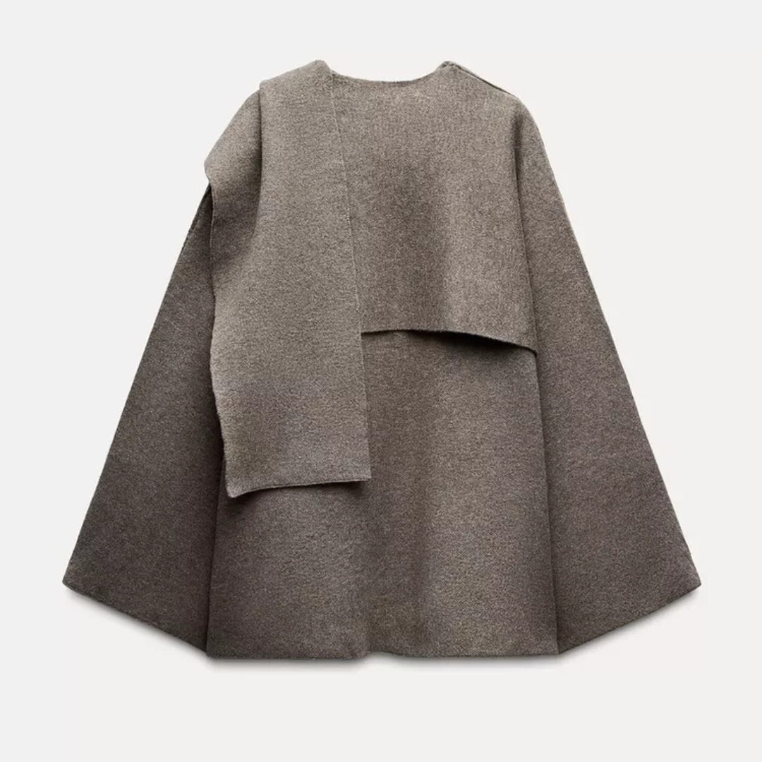Women's Oversized Cape Coat with Textured Finish