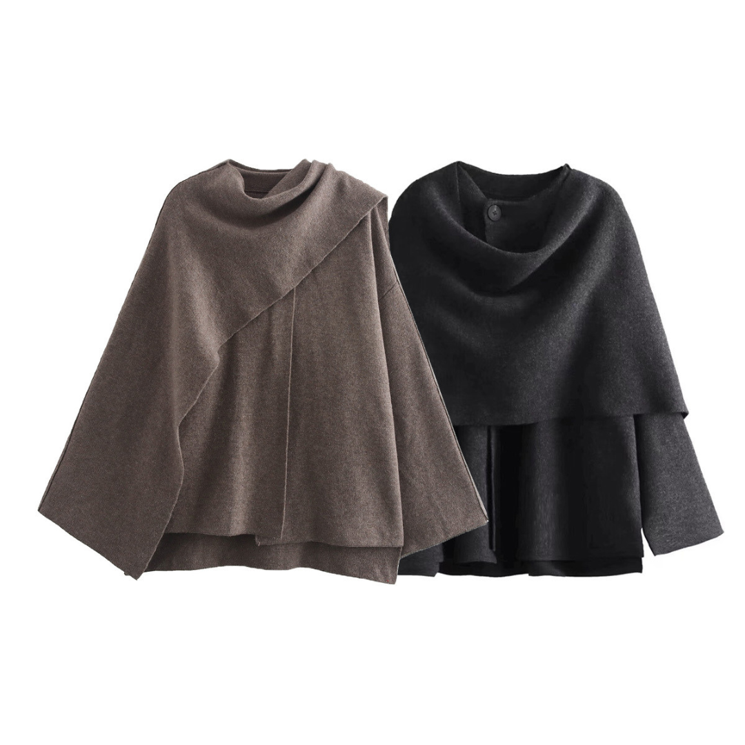 Women's Oversized Cape Coat with Textured Finish
