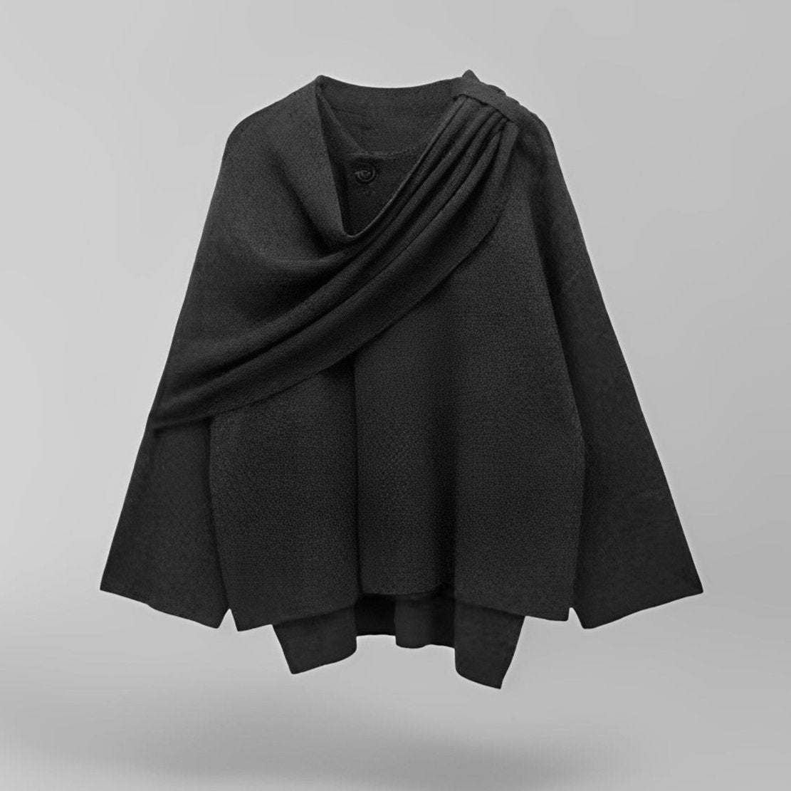 Women's Oversized Cape Coat with Textured Finish