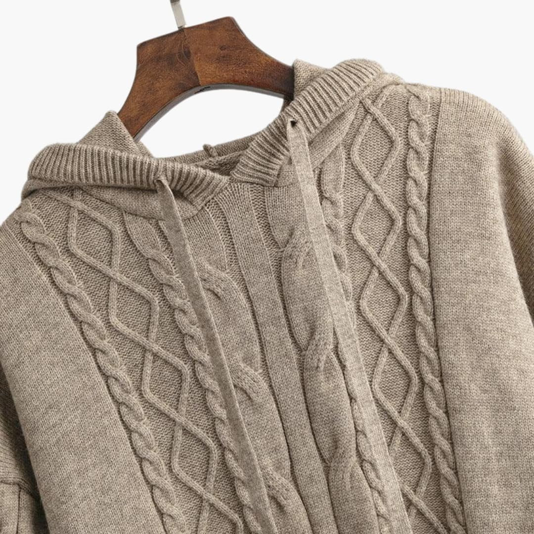 Women's Oversized Hooded Cable Knit Sweater Set