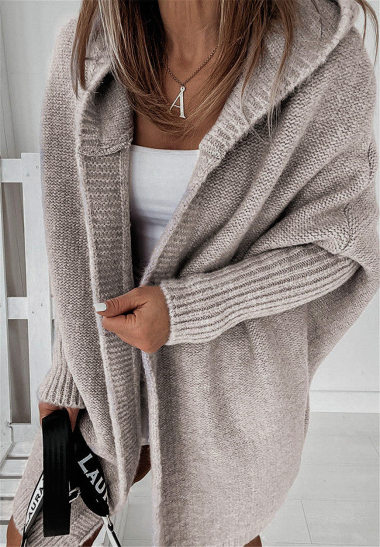 Women's Oversized Longline Knit Cardigan with Open Front