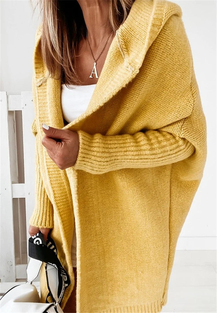 Women's Oversized Longline Knit Cardigan with Open Front