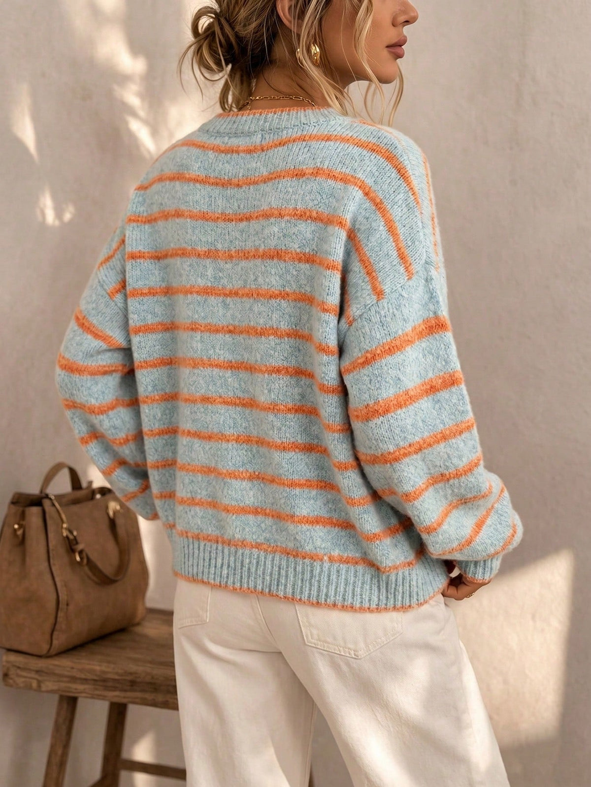 Women's Oversized Striped Knit Cardigan