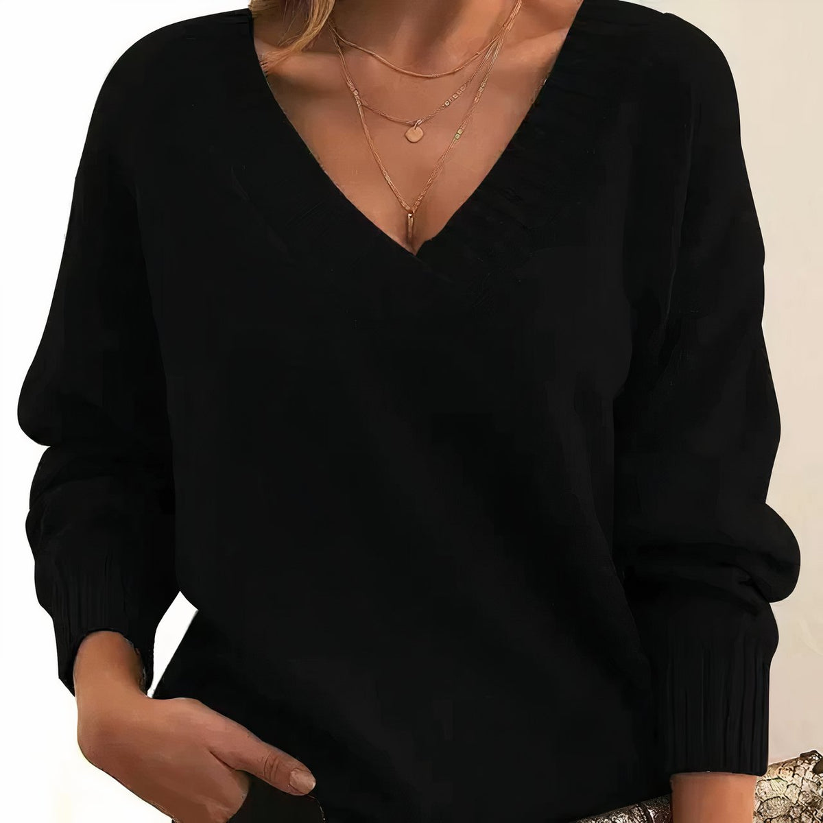 Women's Oversized V-Neck Ribbed Knit Sweater
