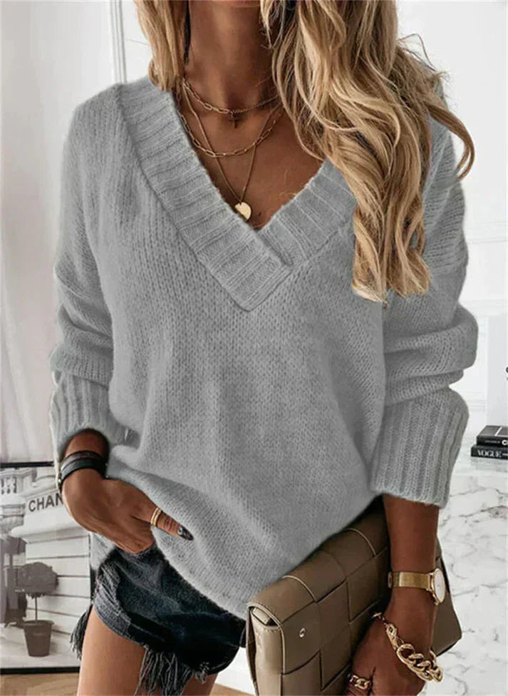 Women's Oversized V-Neck Sweater