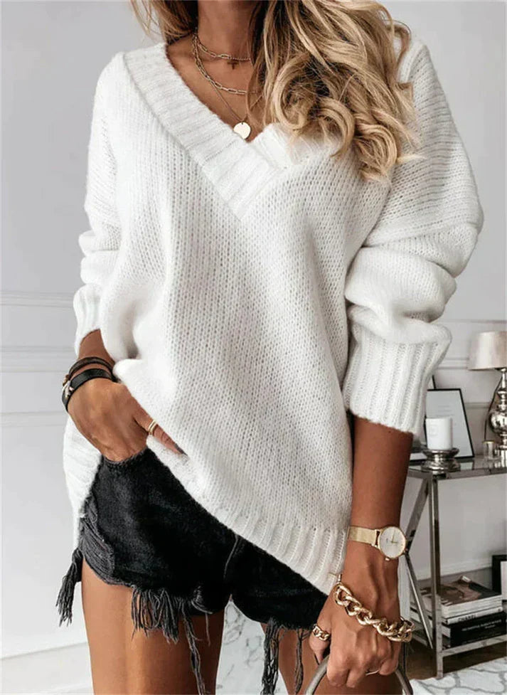 Women's Oversized V-Neck Sweater