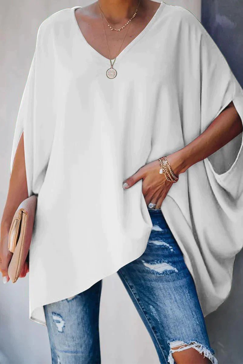 Women's Oversized V-Neck Tunic Top