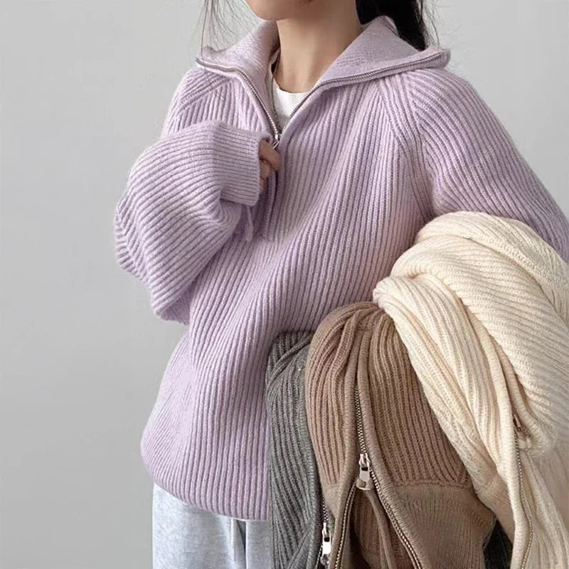 Women's Quarter Zip Polo Sweater