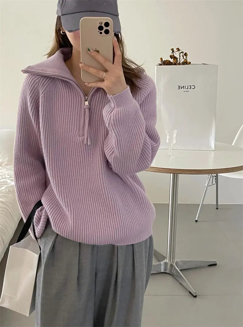 Women's Quarter Zip Polo Sweater