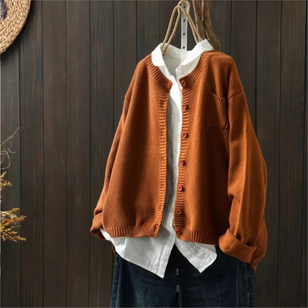 Women's Relaxed Fit Button-Front Knit Cardigan
