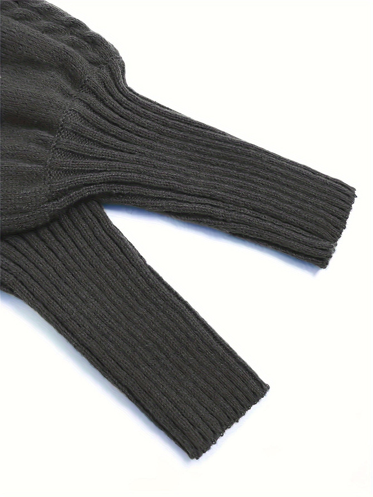 Women's Ribbed Puff Sleeve Cable Knit Mock Neck Sweater