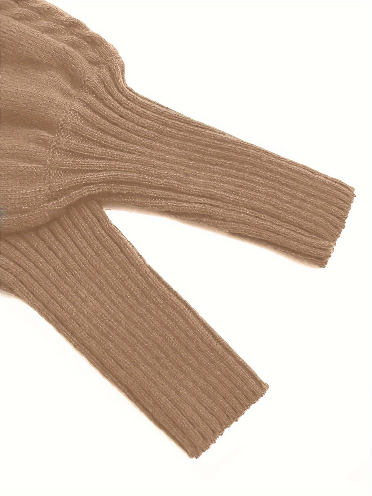 Women's Ribbed Puff Sleeve Cable Knit Mock Neck Sweater