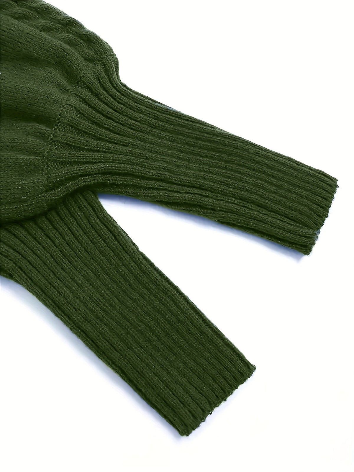 Women's Ribbed Puff Sleeve Cable Knit Mock Neck Sweater