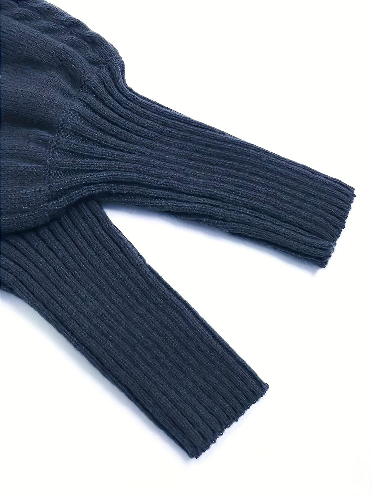 Women's Ribbed Puff Sleeve Cable Knit Mock Neck Sweater
