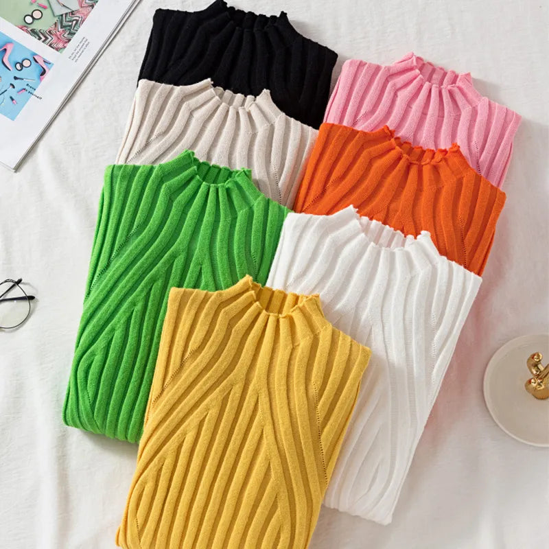 Women's Ribbed Roll Neck Cropped Jumper