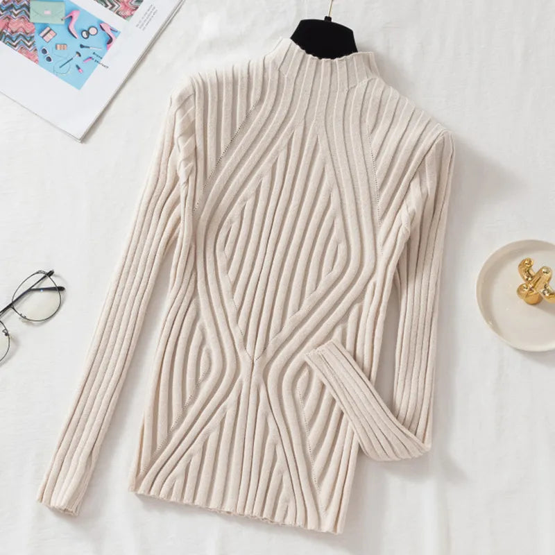 Women's Ribbed Roll Neck Cropped Jumper
