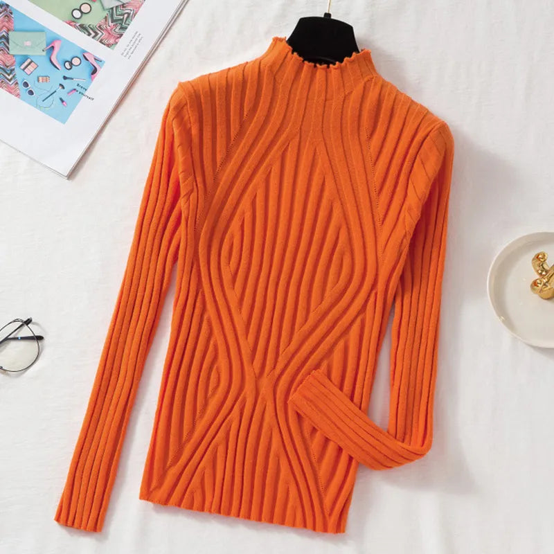 Women's Ribbed Roll Neck Cropped Jumper