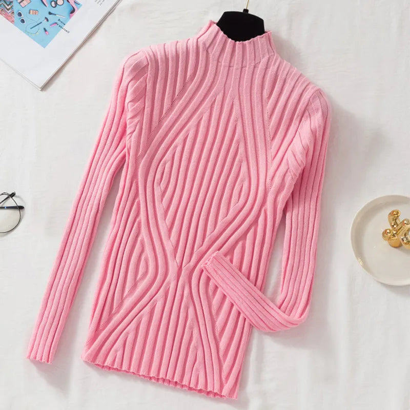 Women's Ribbed Roll Neck Cropped Jumper