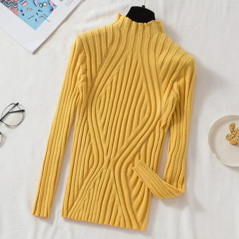 Women's Ribbed Roll Neck Cropped Jumper