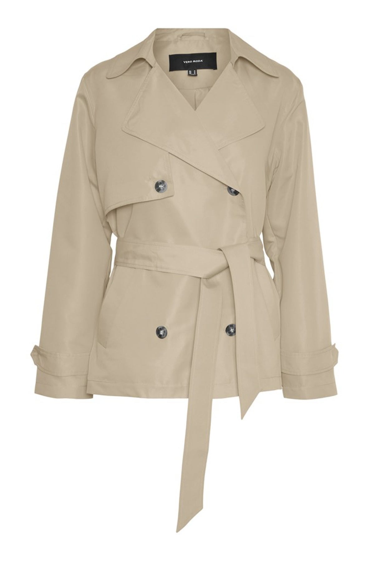 Women's Short Trench Coat Double-Breasted Notch Lapel