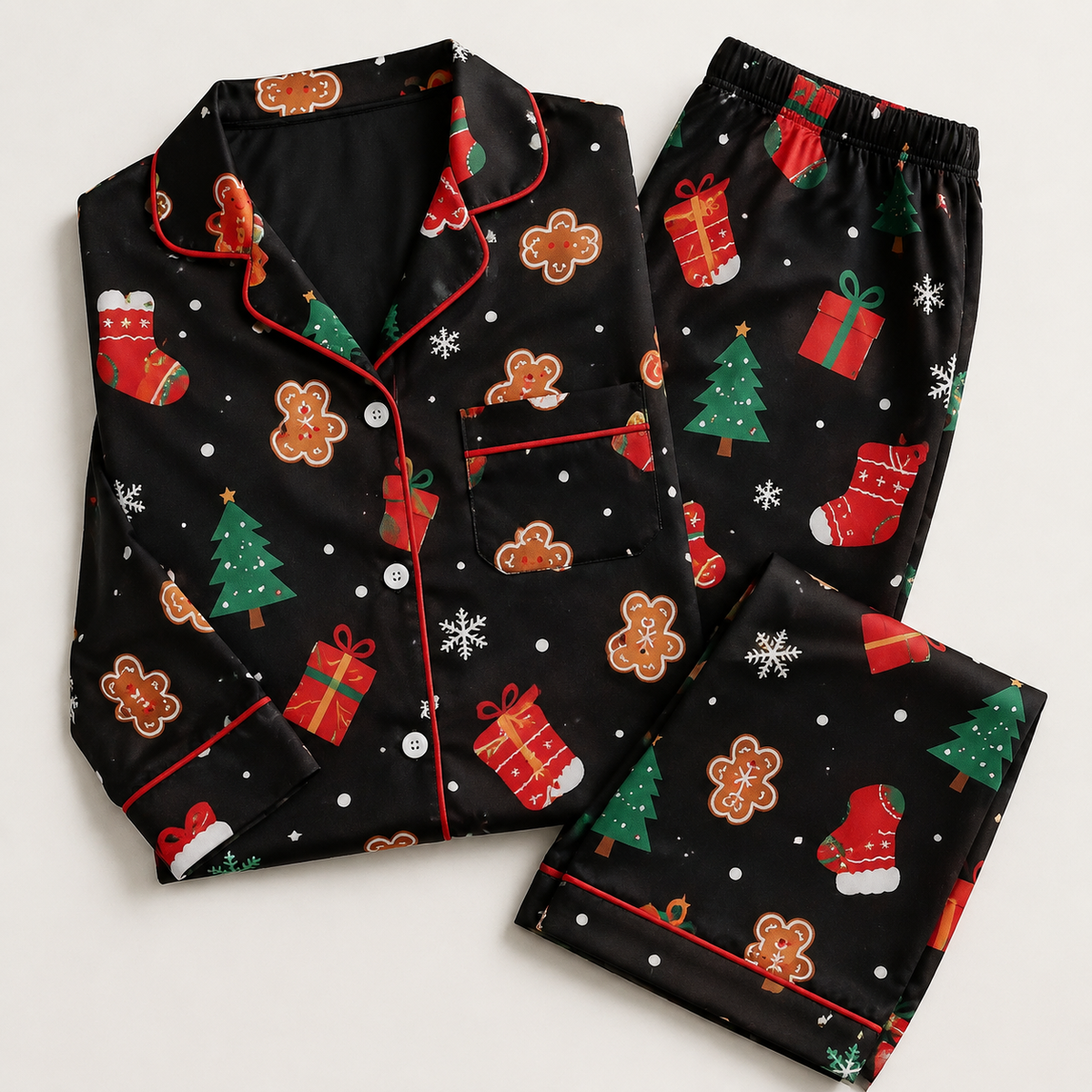 Women's Soft Stretch-Knit Christmas Tree Pajama Set