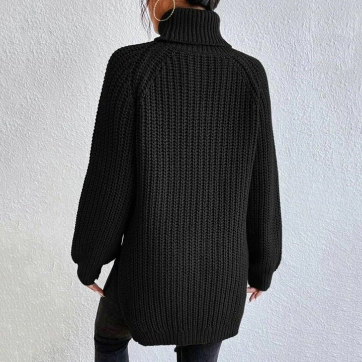 Women's Split Hem Turtleneck Sweater | Long Sleeve Knit