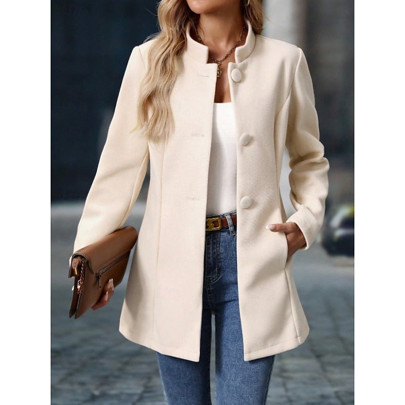 Women's Stand-Collar Tailored Blazer Coat