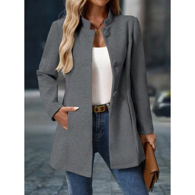 Women's Stand-Collar Tailored Blazer Coat