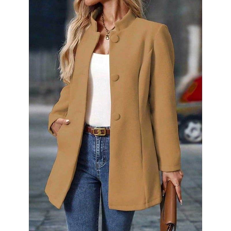 Women's Stand-Collar Tailored Blazer Coat