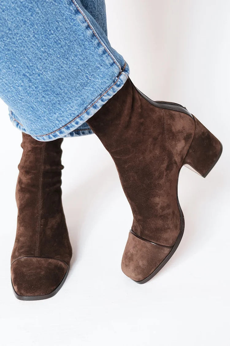 Women's Suede Block Heel Ankle Boots