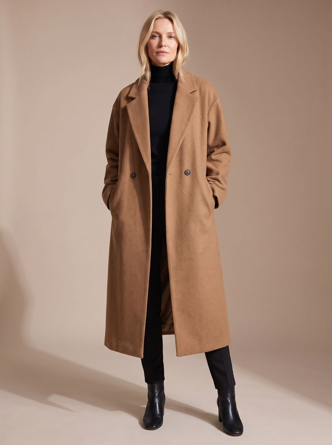 Women's Tailored Long Double-Breasted Overcoat