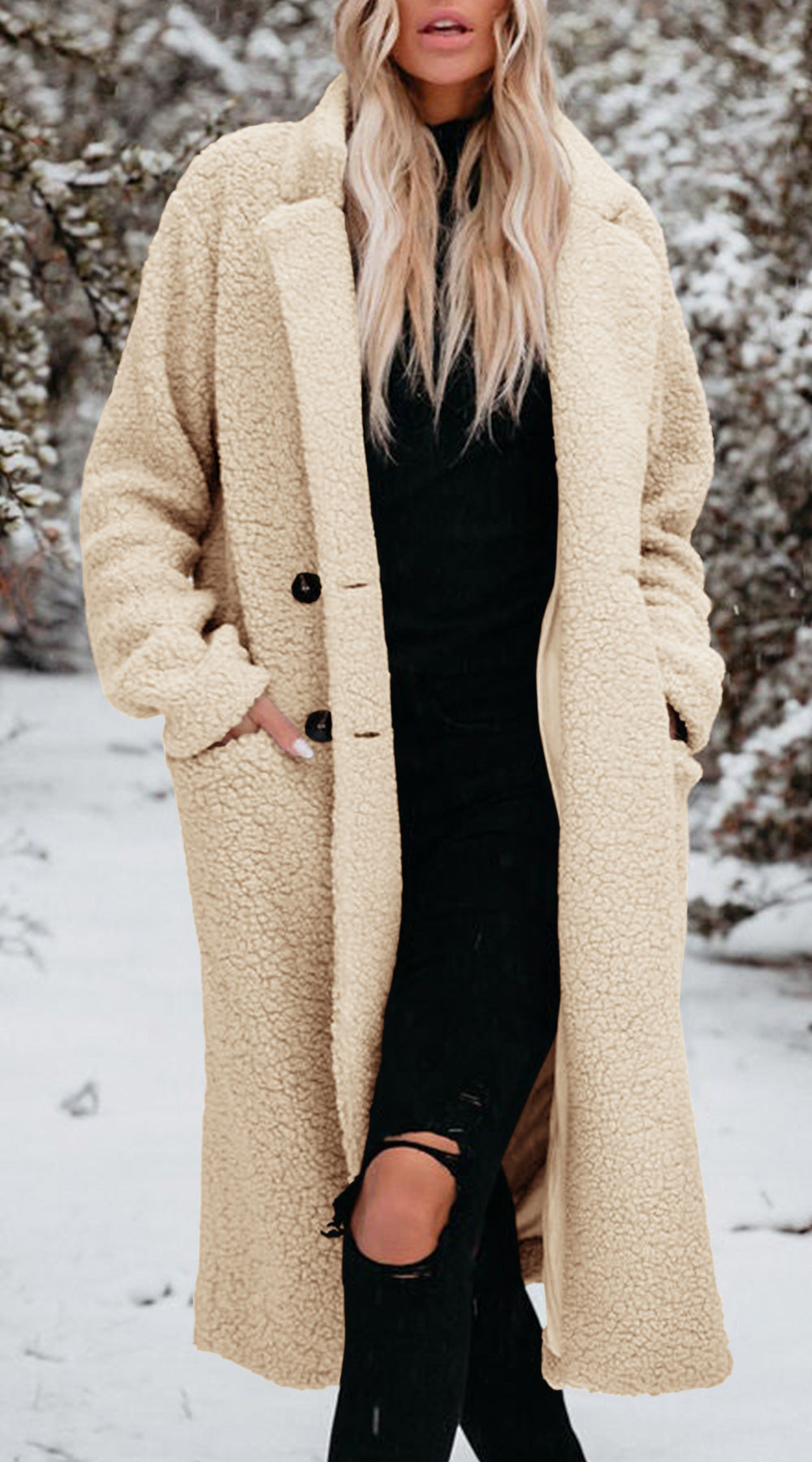 Women's Teddy Coat with Button Front Closure
