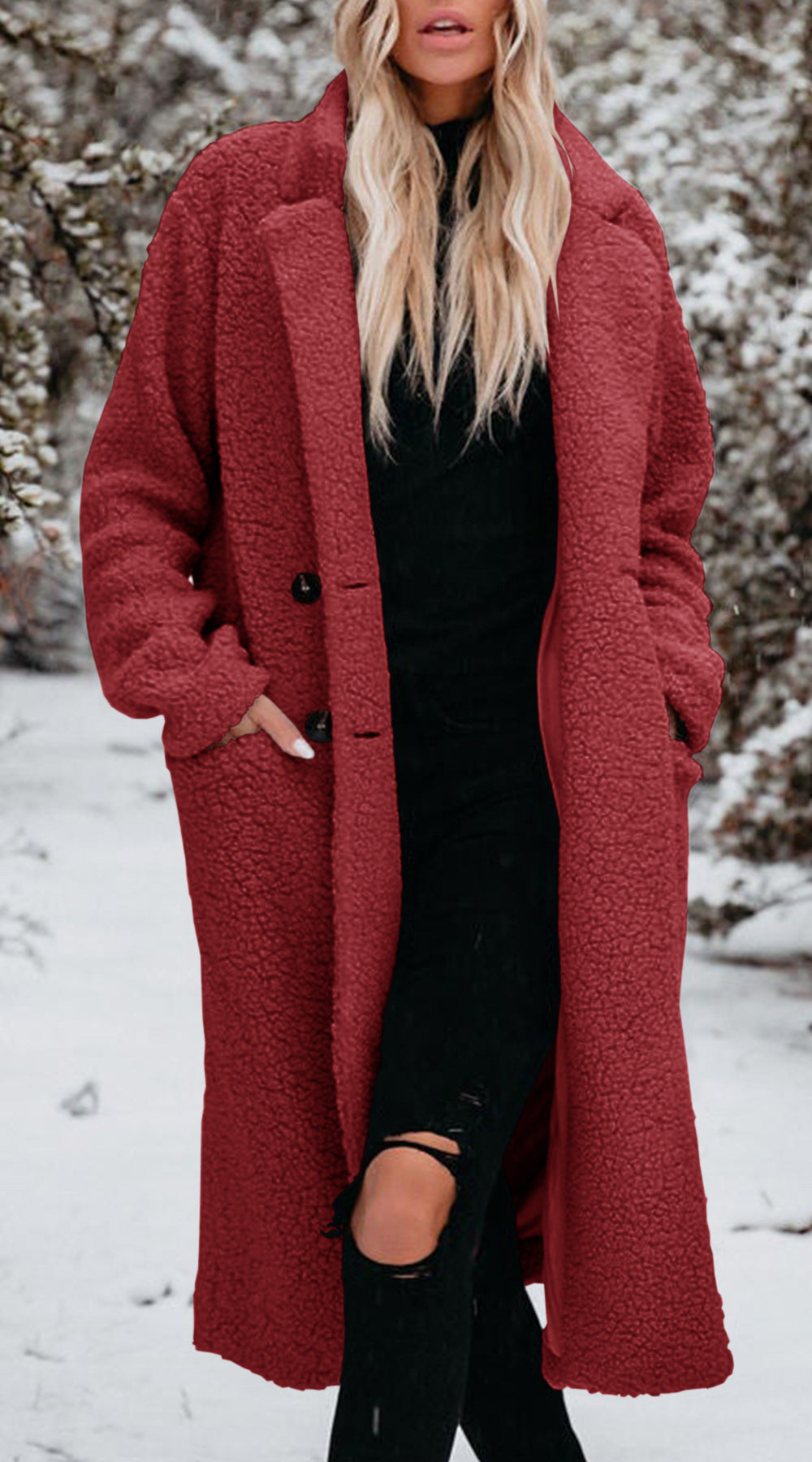 Women's Teddy Coat with Button Front Closure