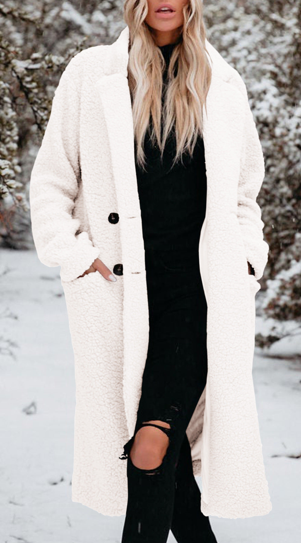Women's Teddy Coat with Button Front Closure