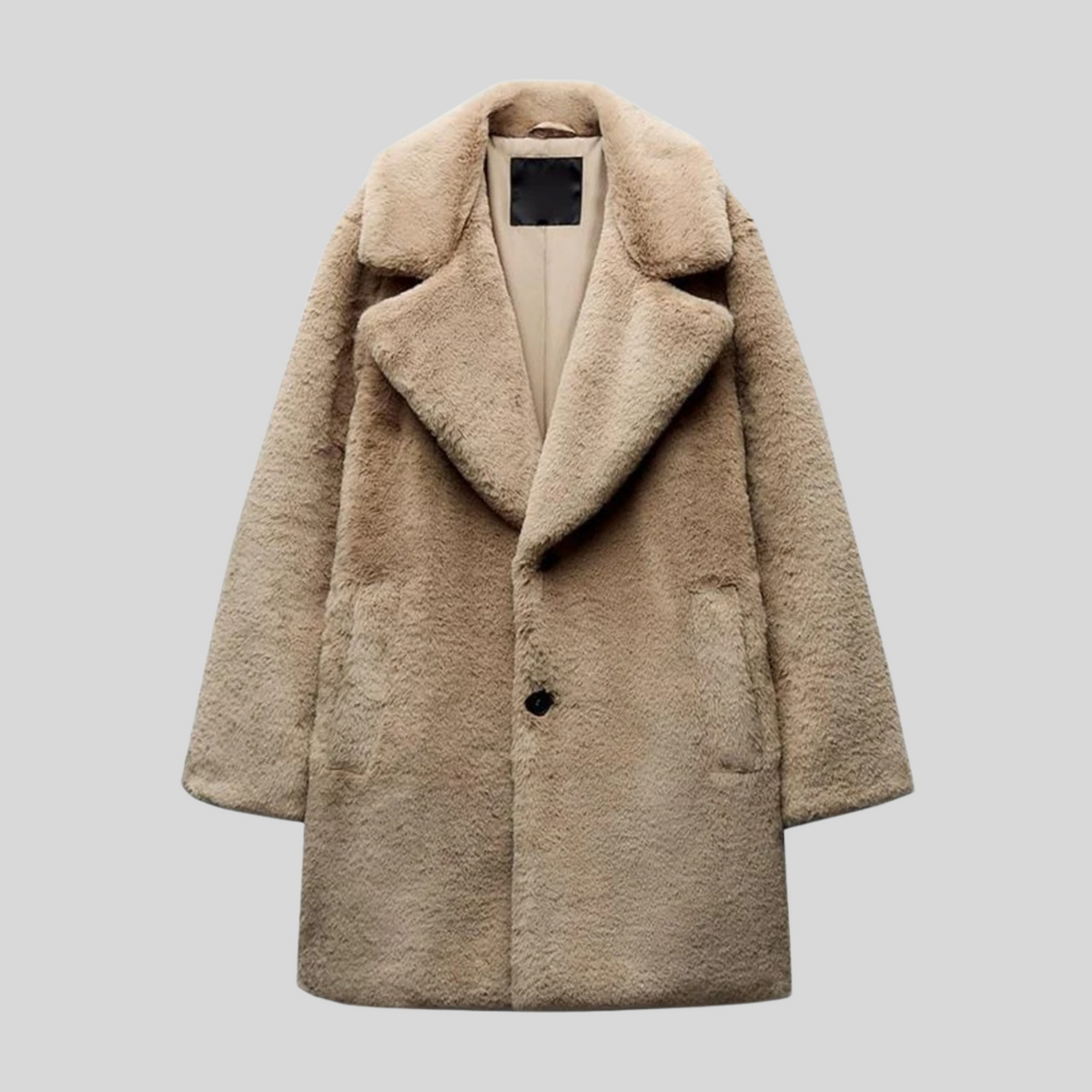 Women's Teddy Coat with Notch Collar and Classic Cut