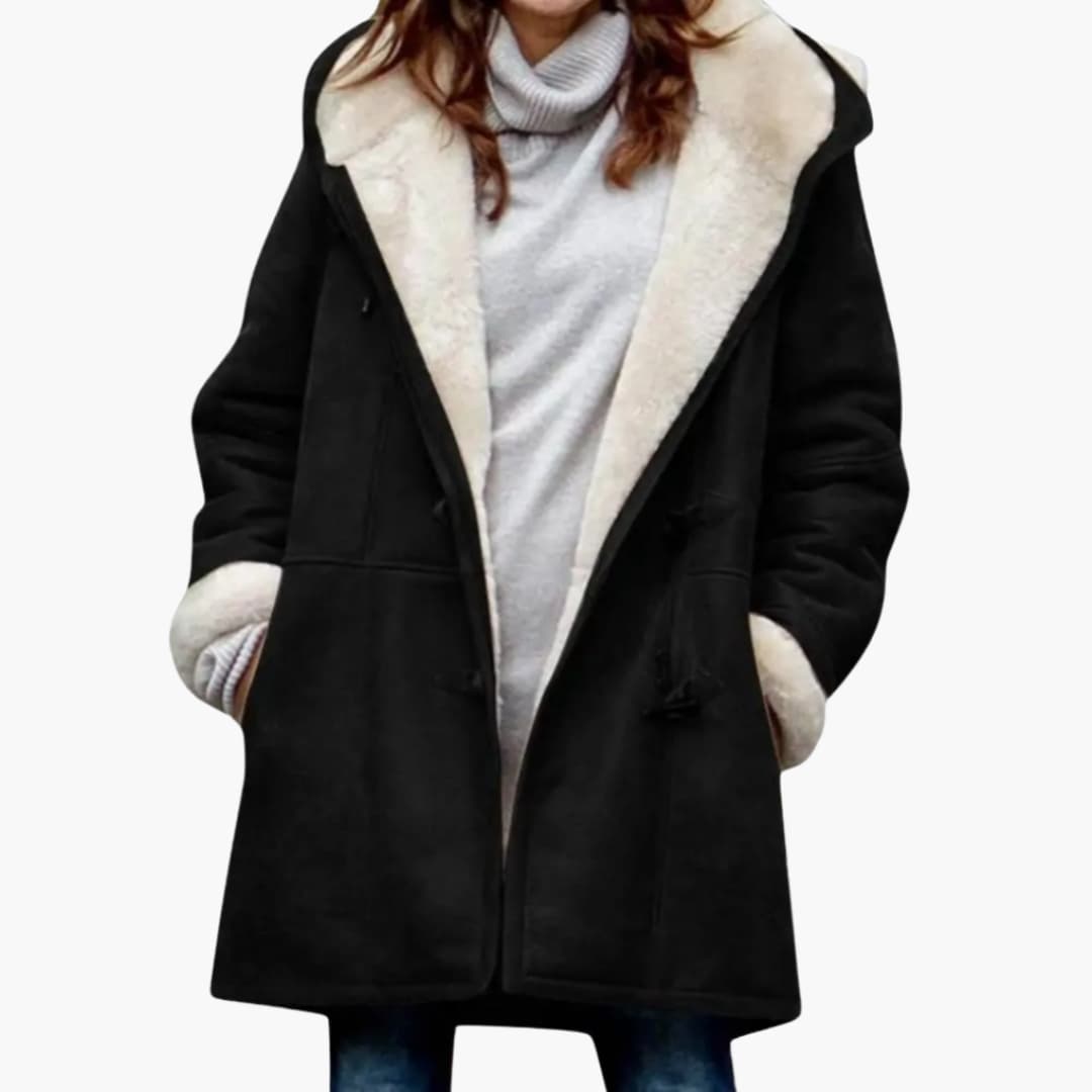 Women's Toggle Coat with Sherpa Lining and Hood