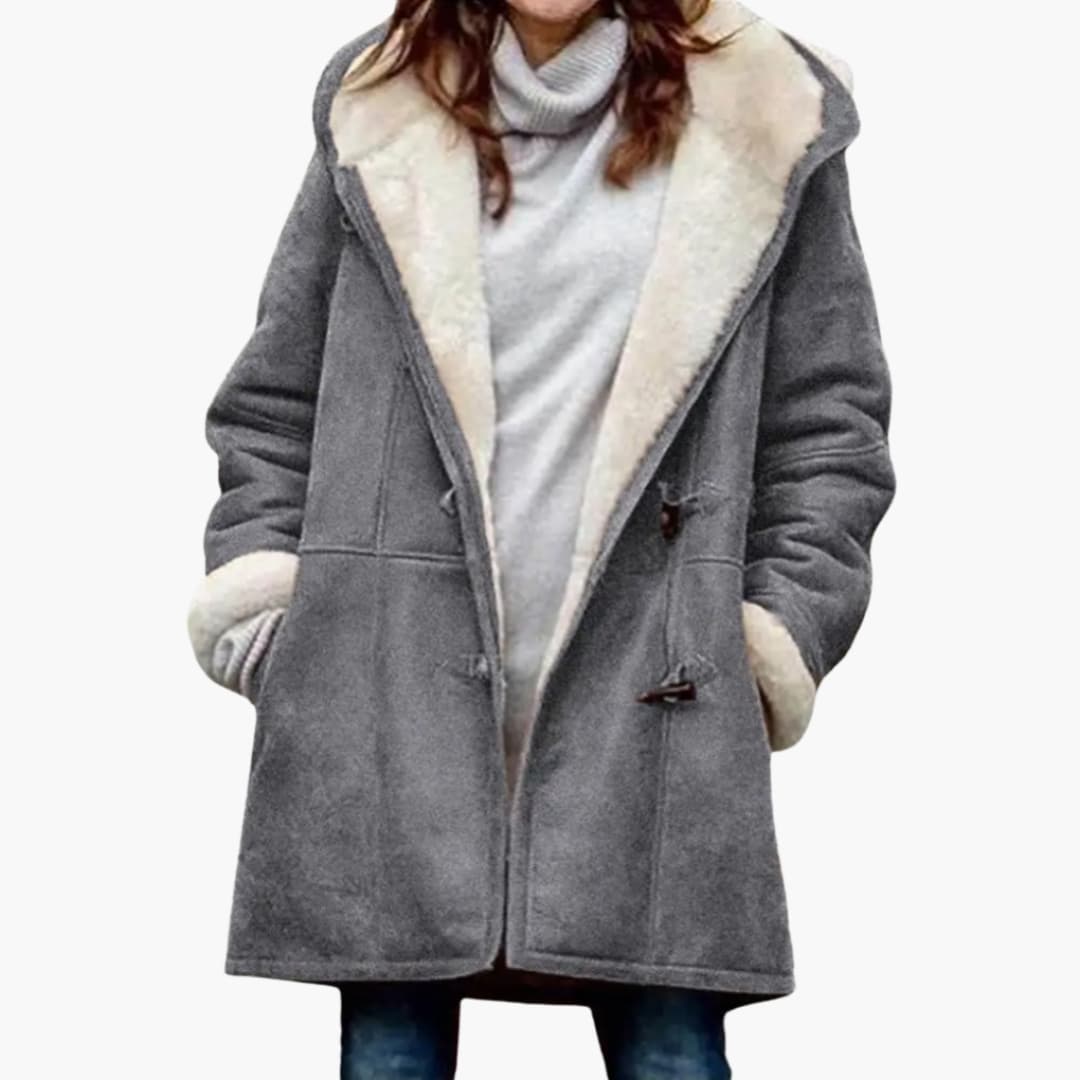Women's Toggle Coat with Sherpa Lining and Hood