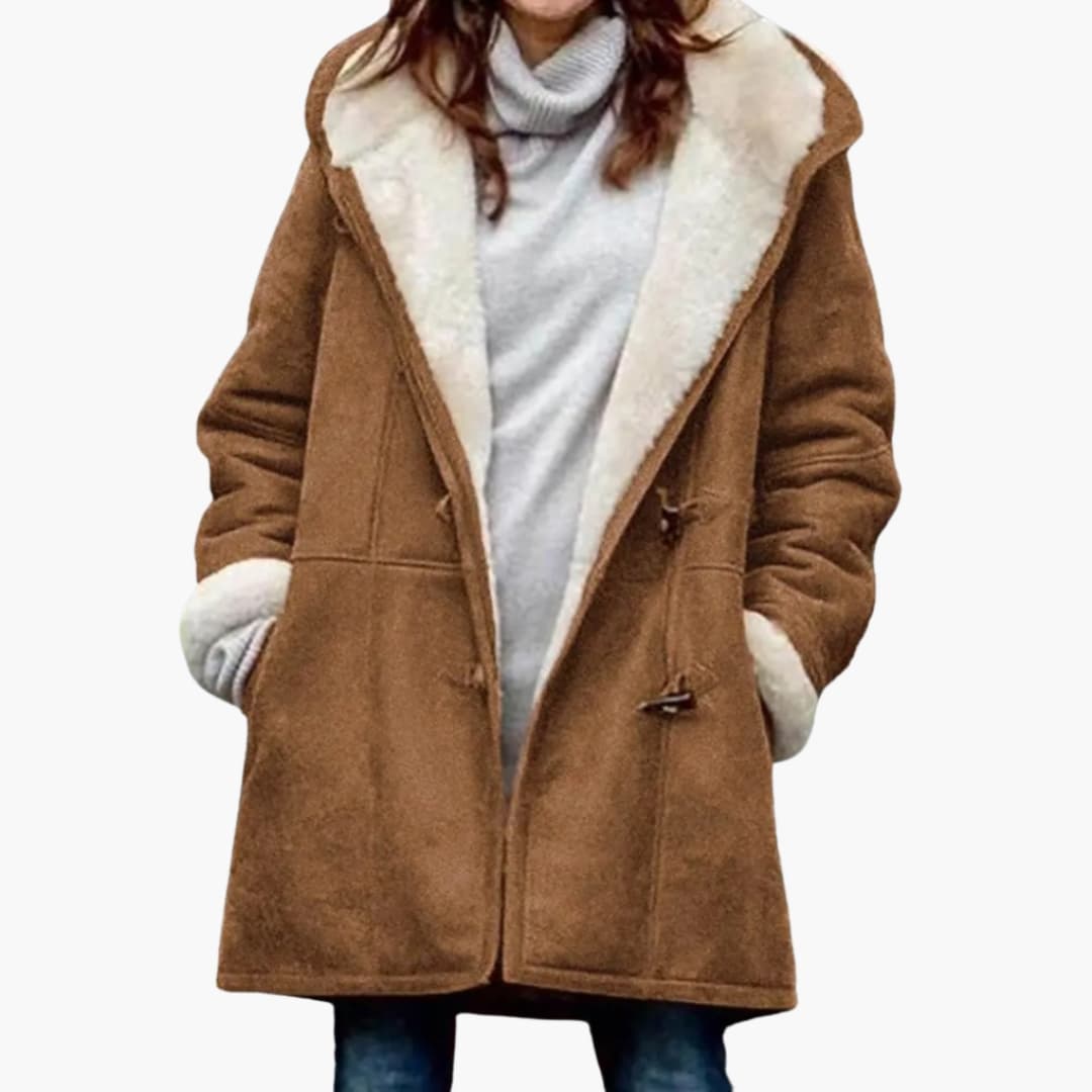 Women's Toggle Coat with Sherpa Lining and Hood