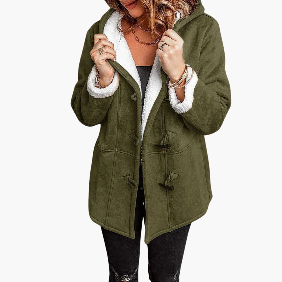 Women's Toggle Coat with Sherpa Lining and Hood
