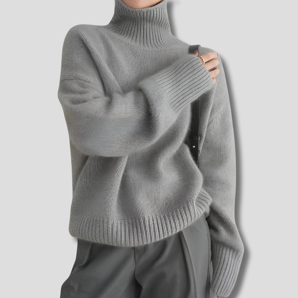 Women's Turtleneck Sweater with Ribbed Cuffs