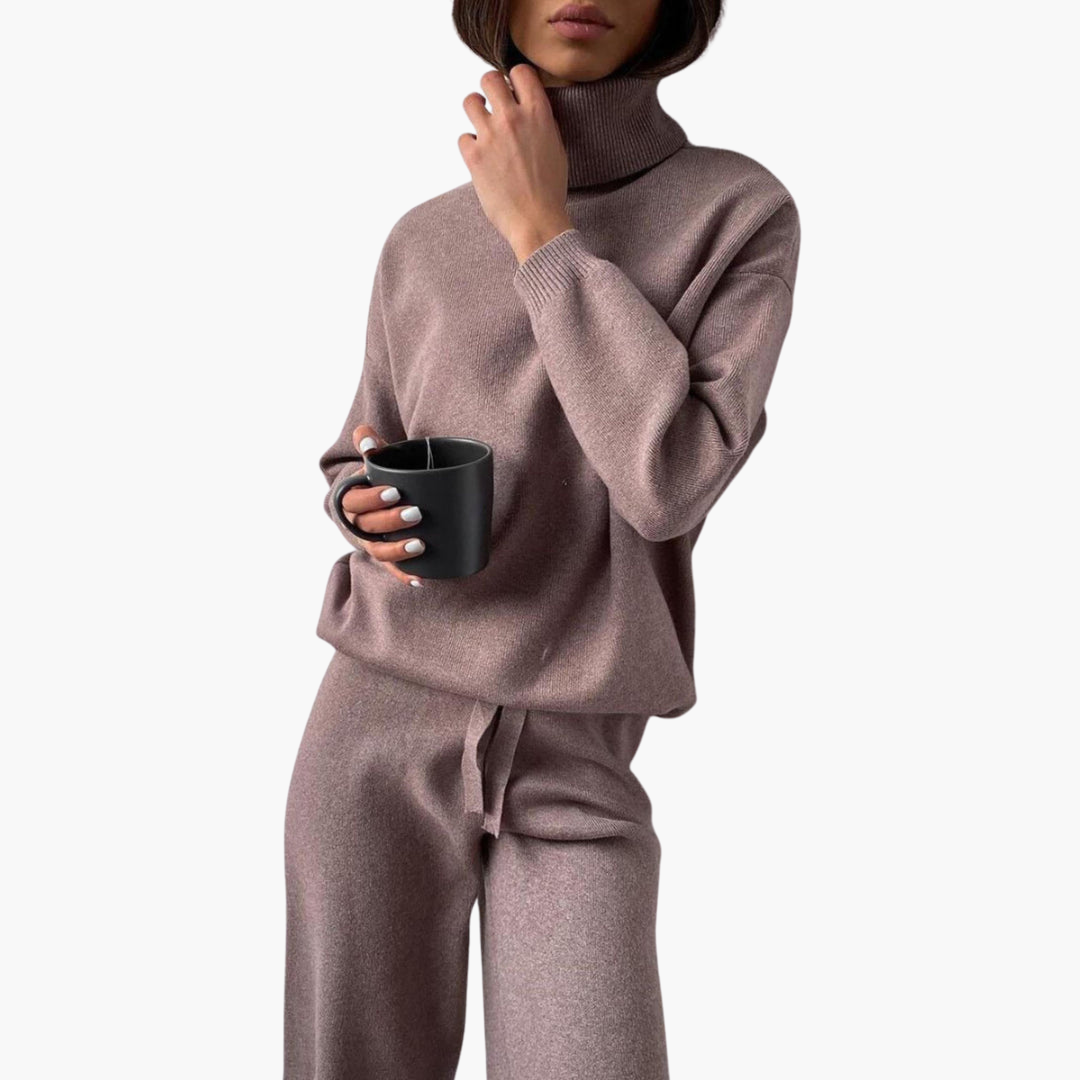 Women's Two Piece Lounge Set with Turtleneck Sweater