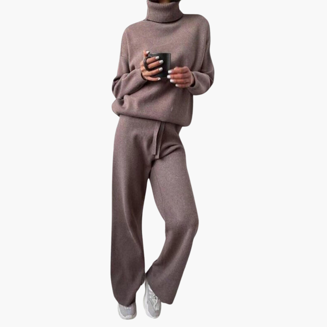 Women's Two Piece Lounge Set with Turtleneck Sweater