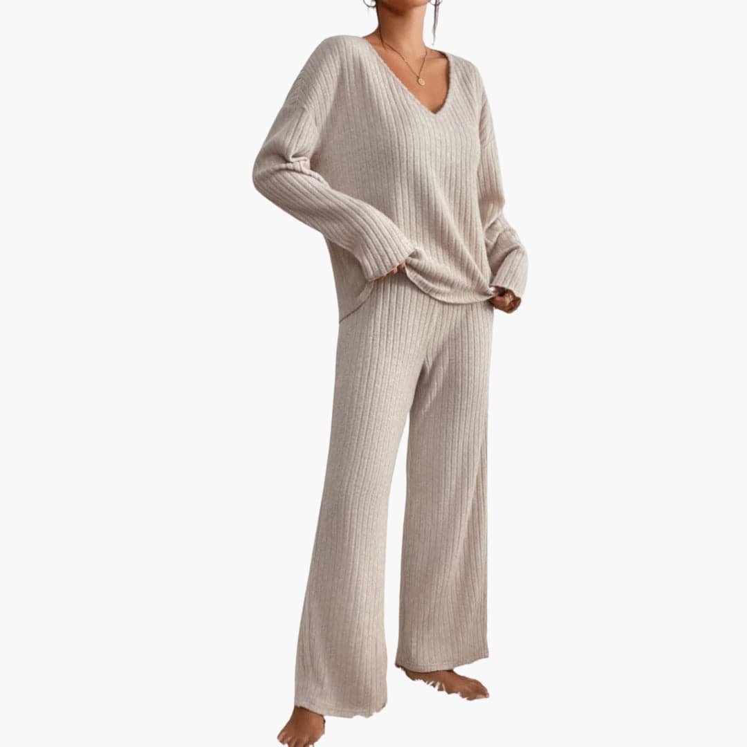 Women's Two Piece Ribbed Knit Sweater Set