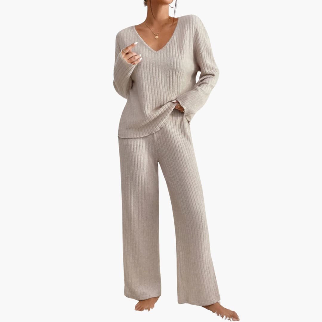 Women's Two Piece Ribbed Knit Sweater Set