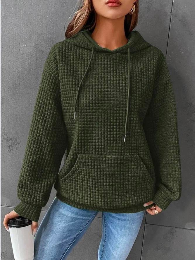 Women's Waffle Knit Pullover Hoodie