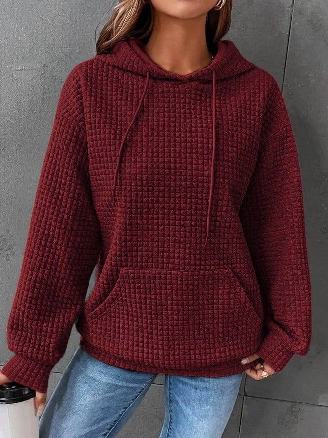 Women's Waffle Knit Pullover Hoodie